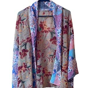 Anthropologie Maronie Multicolor Floral Kimono Blouse NWOT
